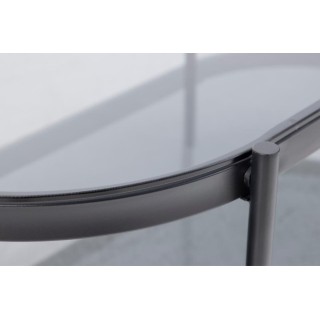 Table basse ovale en verre et métal noir BENNY - HELLIN