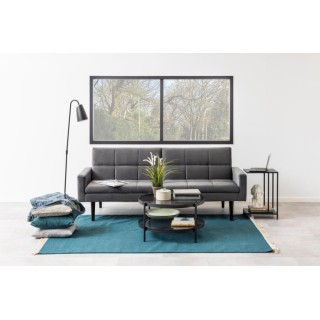 Table basse ronde en verre et métal noir - BENNY