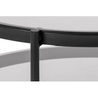 Table basse ronde en verre et métal noir - BENNY