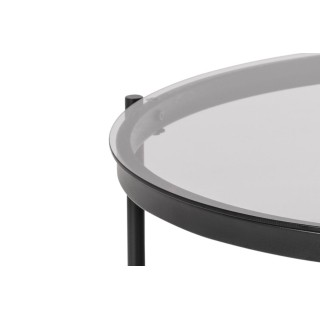 Table basse ronde en verre et métal noir - BENNY