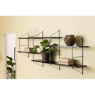 Étagère murale en métal et 4 tablettes en bois noir cendré VAIK - HELLIN