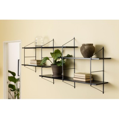 Étagère murale en métal et 4 tablettes en bois noir cendré VAIK - HELLIN