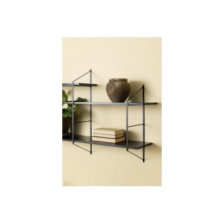 Étagère murale en métal et 4 tablettes en bois noir cendré VAIK - HELLIN