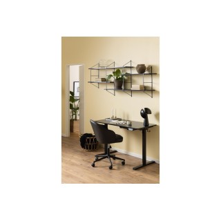 Étagère murale en métal et 4 tablettes en bois noir cendré VAIK - HELLIN