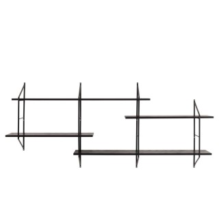 Étagère murale en métal et 4 tablettes en bois noir cendré VAIK - HELLIN