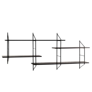 Étagère murale en métal et 4 tablettes en bois noir cendré VAIK - HELLIN