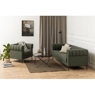 Table basse ronde en verre fumé et métal noir Benny | Hellin