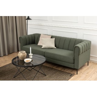 Table basse ronde en verre fumé et métal noir Benny | Hellin