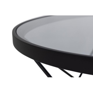 Table basse ronde en verre fumé et métal noir Benny | Hellin