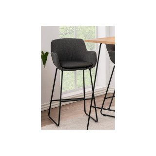 Tabourets de bar à accoudoirs en tissu gris (lot de 2) SILA - HELLIN