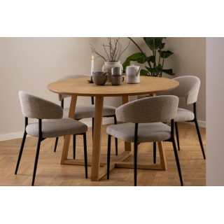 Table à manger ronde pieds croisés chêne naturel 4 places D120 MOLY - HELLIN