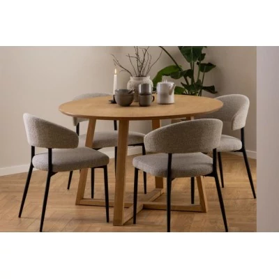Table à manger ronde pieds croisés chêne naturel 4 places D120 MOLY - HELLIN
