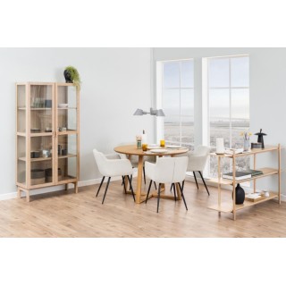 Table à manger ronde pieds croisés chêne naturel 4 places D120 MOLY - HELLIN