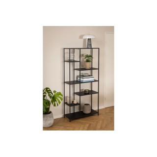 Bibliothèque scandinave en métal noir 6 tablettes HARLOW - HELLIN
