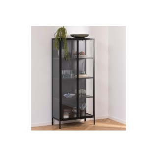 Vitrine scandinave en métal noir 2 portes vitrées HARLOW - HELLIN