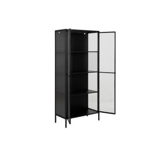 Vitrine scandinave en métal noir 2 portes vitrées HARLOW - HELLIN