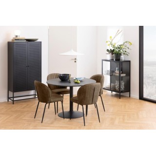 Vitrine scandinave basse en métal noir 2 portes vitrées HARLOW - HELLIN