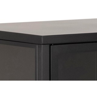 Vitrine scandinave basse en métal noir 2 portes vitrées HARLOW - HELLIN