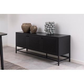 Buffet bas scandinave en métal noir 3 portes L160 HARLOW - HELLIN