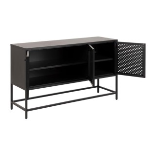 Buffet bas scandinave en métal noir 3 portes L125 HARLOW - HELLIN
