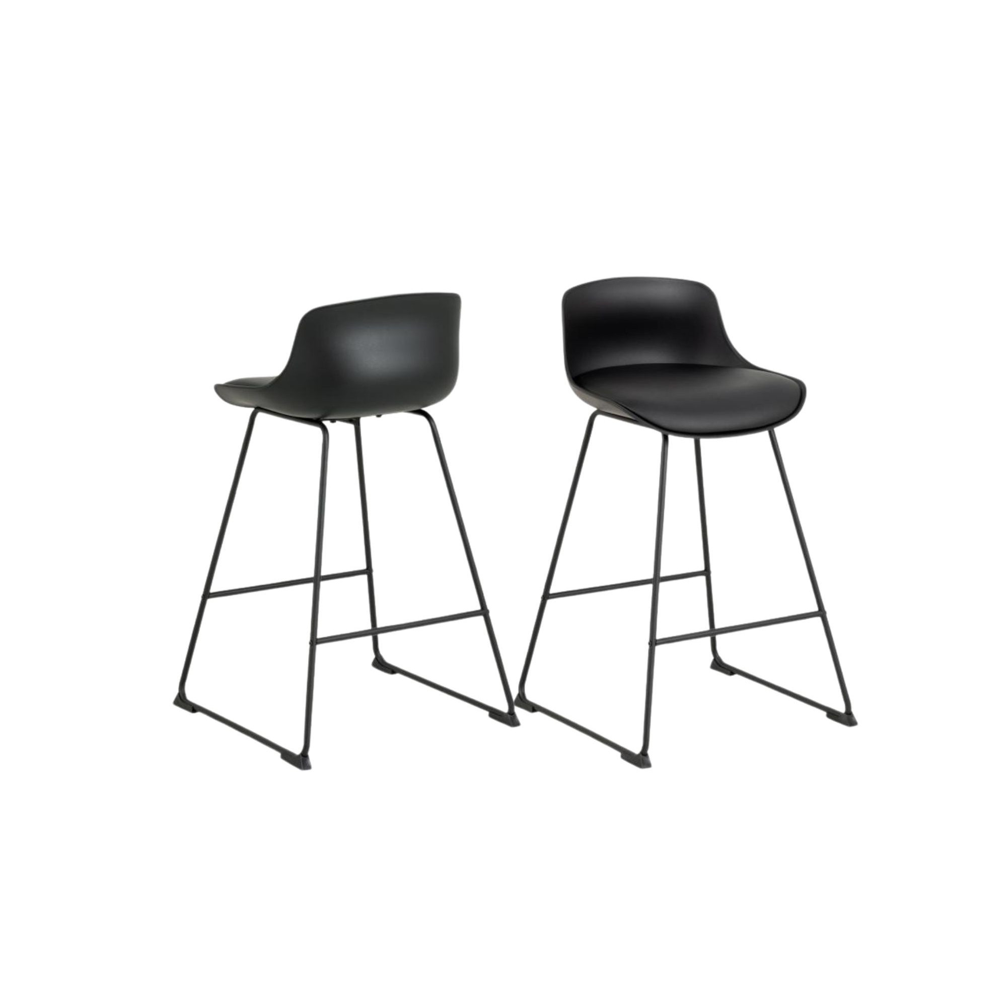 Tabourets de bar bas en métal et simili (lot de 2) LILIAN - HELLIN