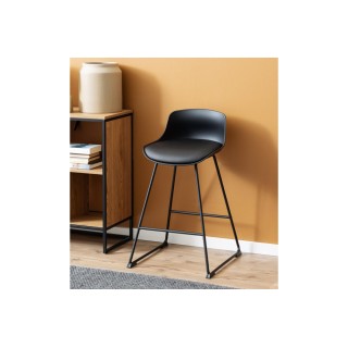 Tabourets de bar bas en métal et simili (lot de 2) LILIAN - HELLIN