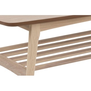 Table basse rectangulaire en chêne blanchi 1 tablette KIRSTEN - HELLIN