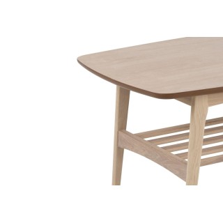 Table basse rectangulaire en chêne blanchi 1 tablette KIRSTEN - HELLIN