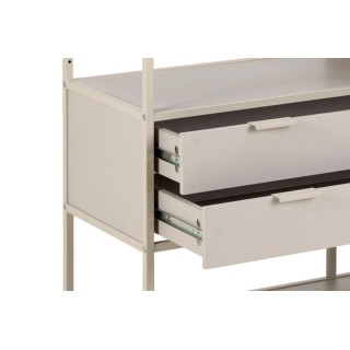 Bibliothèque basse scandinave 2 tiroirs et 3 étagères métal grège BARRY - HELLIN