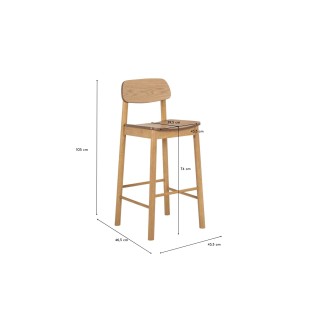 Tabourets de bar avec dossier en bois naturel (lot de 2) IZIA - HELLIN