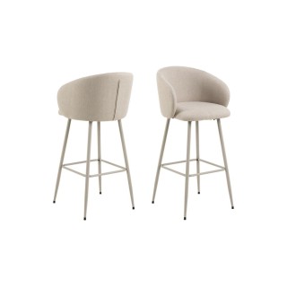 Tabourets de bar avec accoudoirs en tissu beige (lot de 2) BLAIR - HELLIN