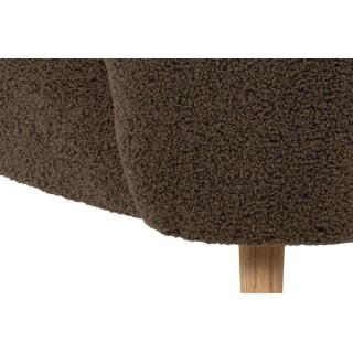 Fauteuil en tissu bouclette marron et pieds en bois EROS - HELLIN