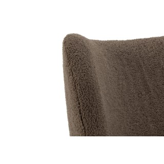 Fauteuil en tissu bouclette marron et pieds en bois EROS - HELLIN