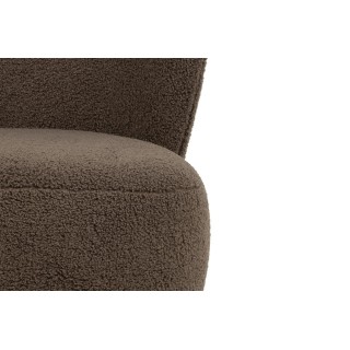 Fauteuil en tissu bouclette marron et pieds en bois EROS - HELLIN