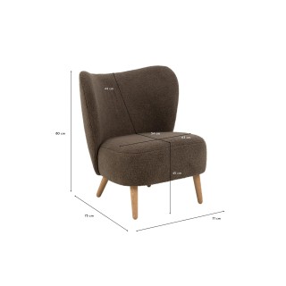 Fauteuil en tissu bouclette marron et pieds en bois EROS - HELLIN