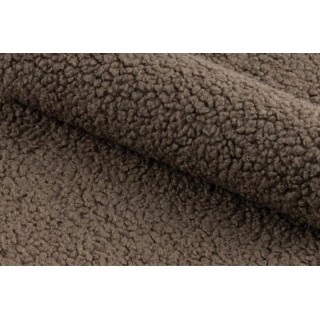 Fauteuil en tissu bouclette marron et pieds en bois EROS - HELLIN