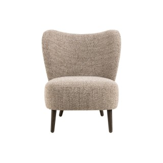 Fauteuil en tissu chiné crème et pieds en bois EROS - HELLIN