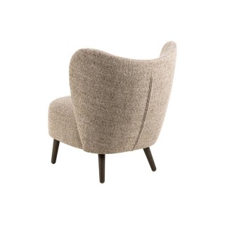 Fauteuil en tissu chiné crème et pieds en bois EROS - HELLIN