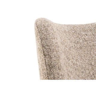 Fauteuil en tissu chiné crème et pieds en bois EROS - HELLIN