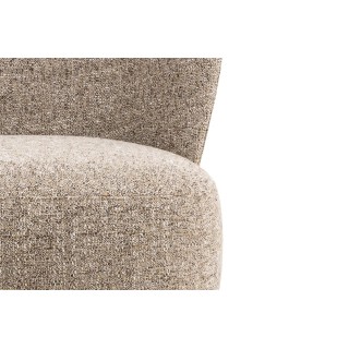 Fauteuil en tissu chiné crème et pieds en bois EROS - HELLIN