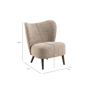 Fauteuil en tissu chiné crème et pieds en bois EROS - HELLIN