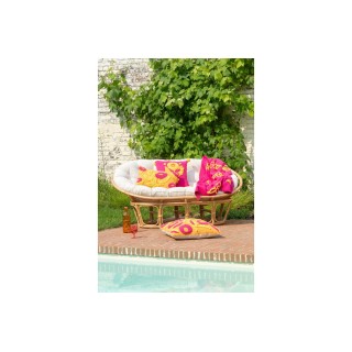 Fauteuil papasan double en rotin beige MIKA - HELLIN