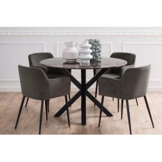 Table à manger ronde en marbre marron L120 6 personnes NEIVA - HELLIN