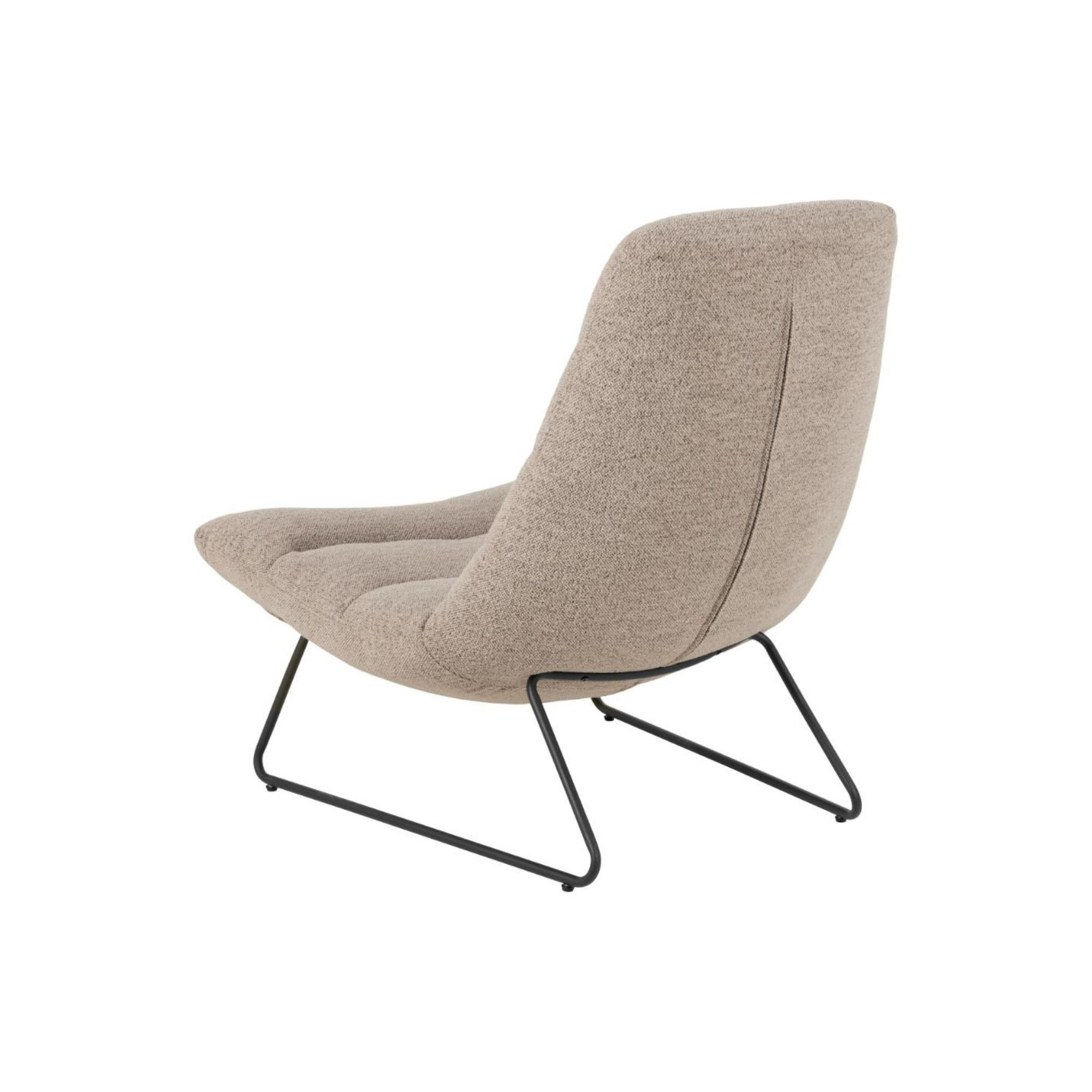 Fauteuil lounge - CLARK - Ecru - Tissu bouclette - Métal noir - 1 place