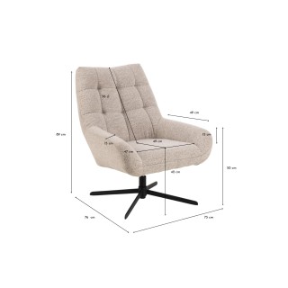 Fauteuil lounge pivotant en tissu bouclette BERLIN - HELLIN