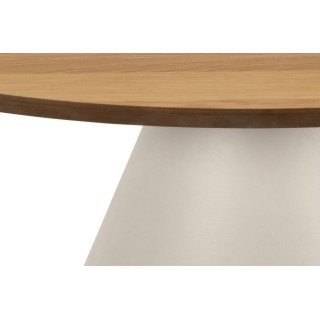 Table basse ronde en bois et métal grège D85 GIROLLE - HELLIn