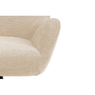 Fauteuil à oreilles pivotant avec repose-pieds en tissu BRISTOL - HELLIN