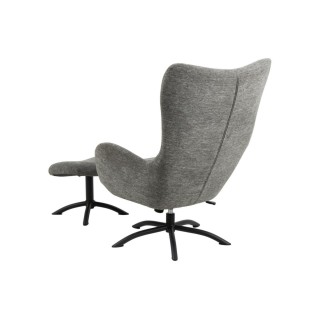 Fauteuil à oreilles pivotant avec repose-pieds en tissu BRISTOL - HELLIN