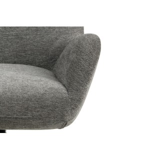 Fauteuil à oreilles pivotant avec repose-pieds en tissu BRISTOL - HELLIN