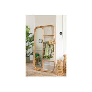 Miroir à poser avec échelle en rotin naturel KRUGER - HELLIN